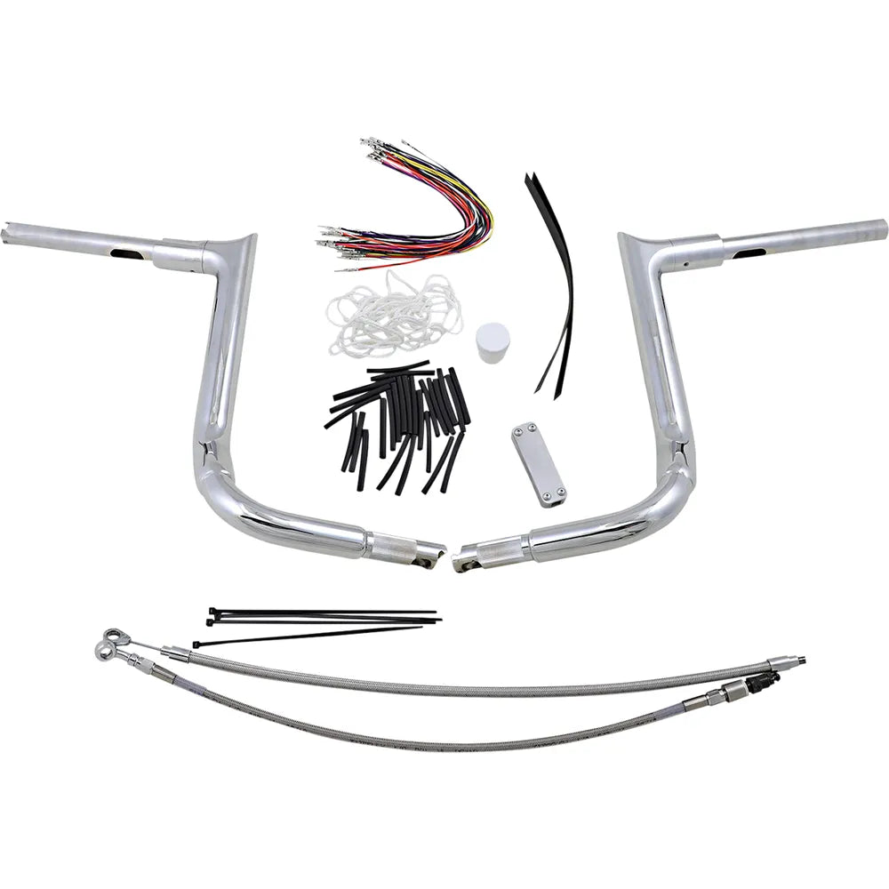 14" Chrome 1-1/2" Pointed Top Handlebar Kit
