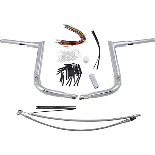 14" Chrome 1-1/2" Pointed Top Handlebar Kit
