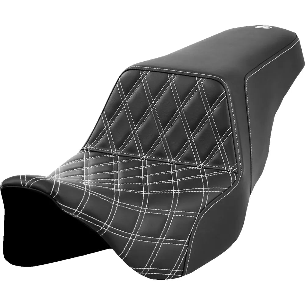 Asiento elevado con costura de celosía - Asiento elevado - Costura de celosía delantera - Costura blanca - FLH/FLT '08-'23