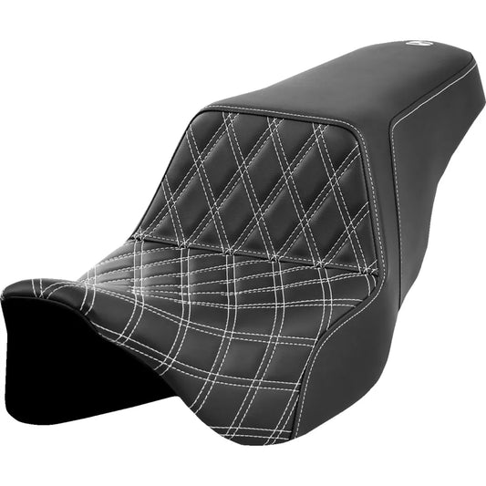 Asiento elevado con costura de celosía - Asiento elevado - Costura de celosía delantera - Costura blanca - FLH/FLT '08-'23