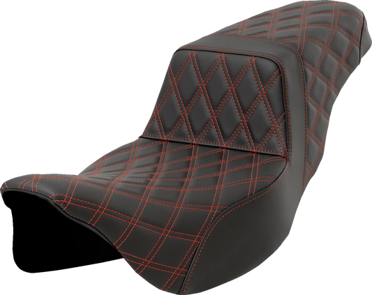 Asiento subido con costura de celosía - Asiento subido con costura de celosía - Puntada roja - Alcance extendido - FLH/FLT '08-'23