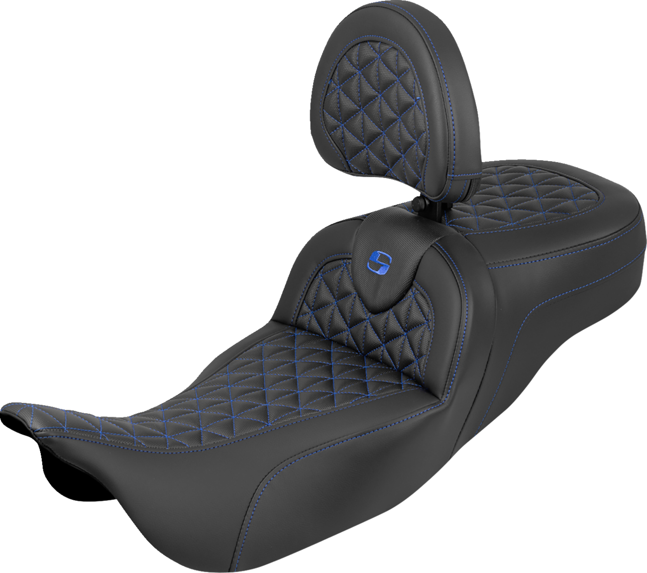 Asiento con tres agarres RoadSofa™ de alcance extendido - Asiento con tres agarres RoadSofa™ - Alcance extendido - Costura azul - con respaldo - FLH/FLT '08-'25