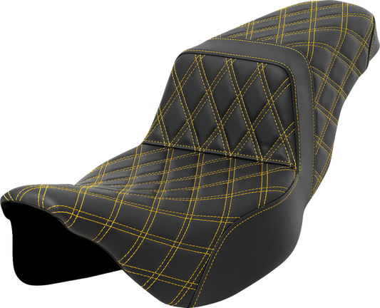 Asiento elevador con costura de celosía - Asiento con escalera - Costura de celosía - Costura dorada - Alcance extendido - FLH/FLT '08-'23