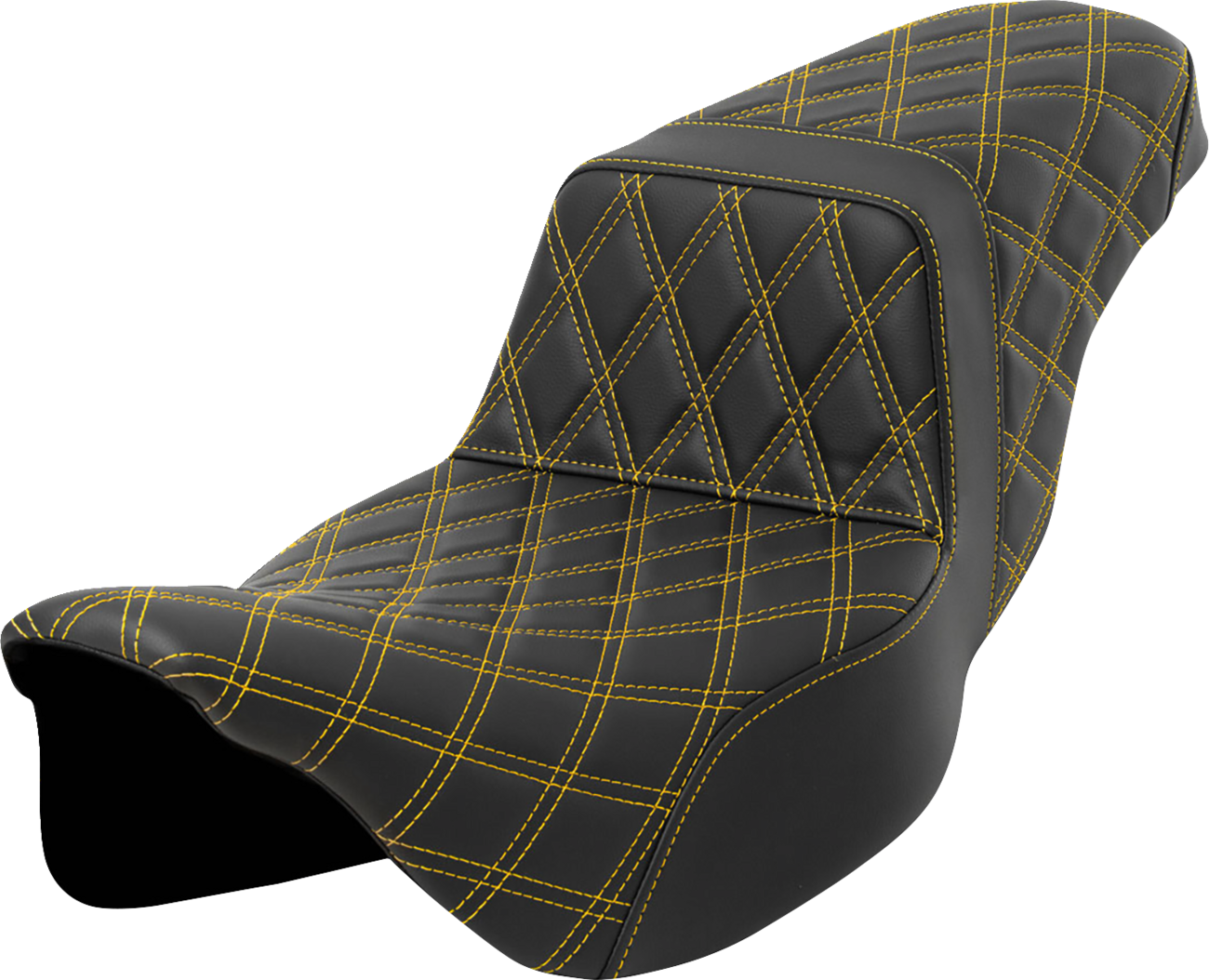 Asiento elevador con costura de celosía - Asiento con escalera - Costura de celosía - Costura dorada - Alcance extendido - FLH/FLT '08-'23