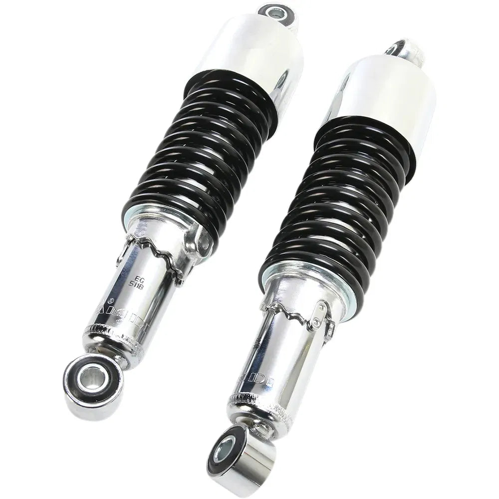 Custom Shorty Shocks with Shroud - Chrome Body/Black Spring Finish - Eye Lowering
