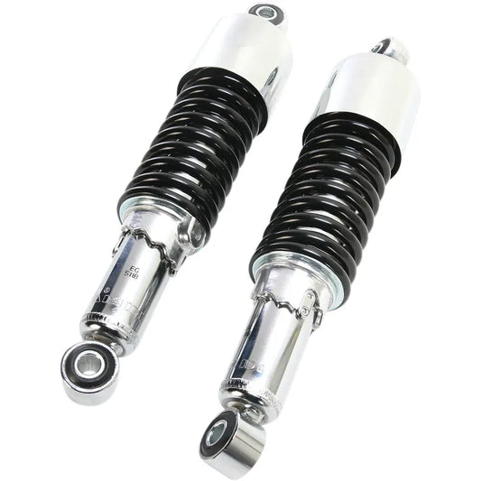 Custom Shorty Shocks with Shroud - Chrome Body/Black Spring Finish - Eye Lowering