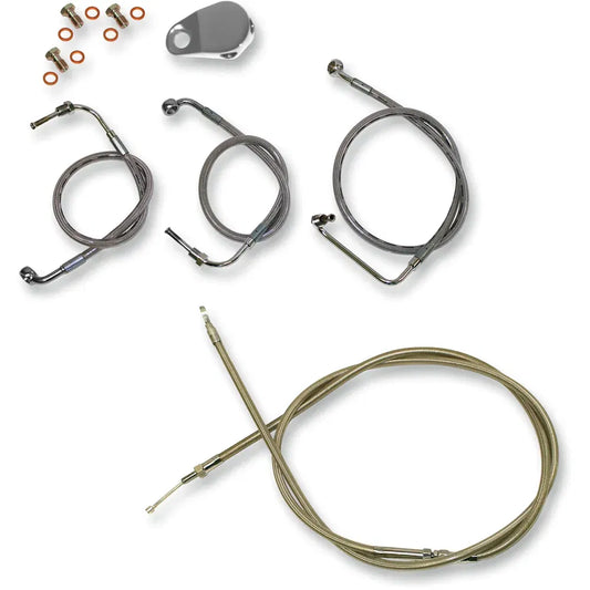Standard Stainless Braided Handlebar Cable/Brake Line Kit For 15" - 17" Ape Hanger Handlebars3871010462