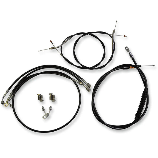 Standard Black Vinyl Braided Handlebar Cable/Brake Line Kit For 12" - 14" Ape Hanger Handlebars5845110262