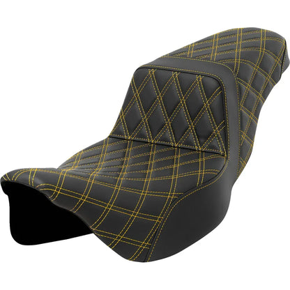 Asiento elevador con costura de celosía - Asiento con escalera - Costura de celosía - Costura dorada - Alcance extendido - FLH/FLT '08-'23