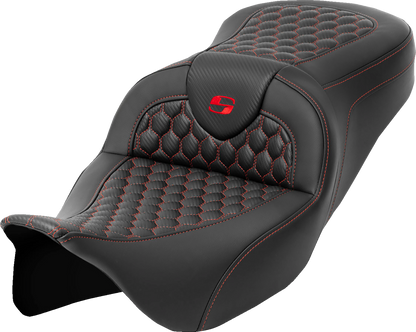 Asiento Honeycomb Roadsofa™ - Asiento RoadSofa™ - Honeycomb - Costura roja - sin respaldo - FLH/FLT '08-'23