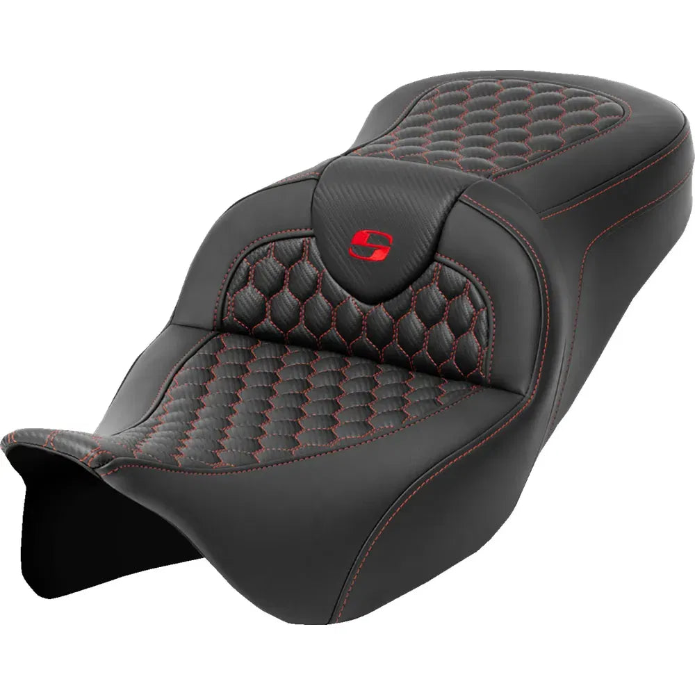 Asiento Honeycomb Roadsofa™ - Asiento RoadSofa™ - Honeycomb - Costura roja - sin respaldo - FLH/FLT '08-'23