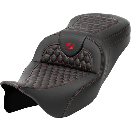 Asiento Honeycomb Roadsofa™ - Asiento RoadSofa™ - Honeycomb - Costura roja - sin respaldo - FLH/FLT '08-'23