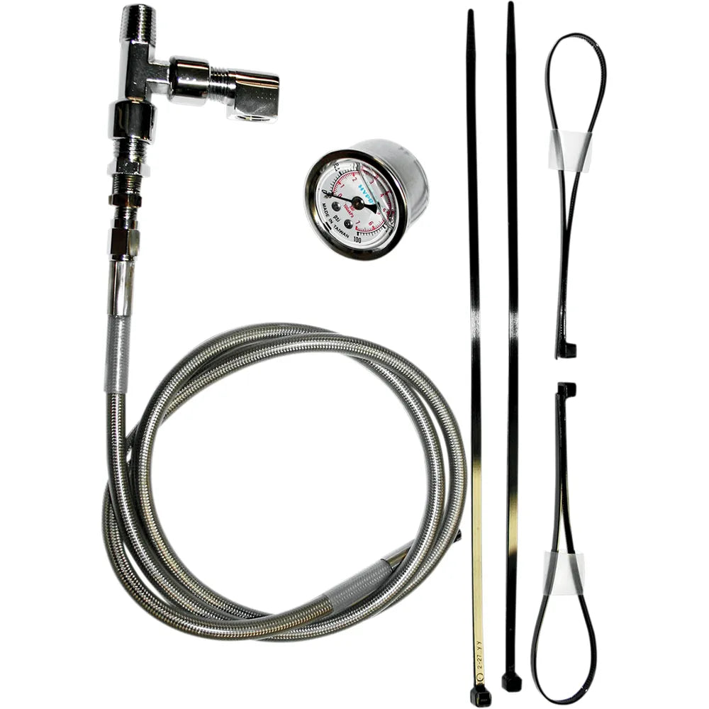 Remote Oil Pressure Gauge/Line Kit - Stainless/Chrome