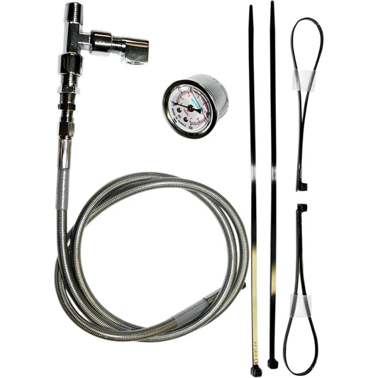 Remote Oil Pressure Gauge/Line Kit - Stainless/Chrome