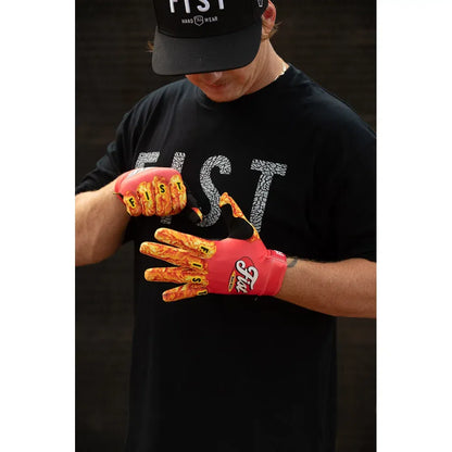 Guantes con dedos de pollo atados