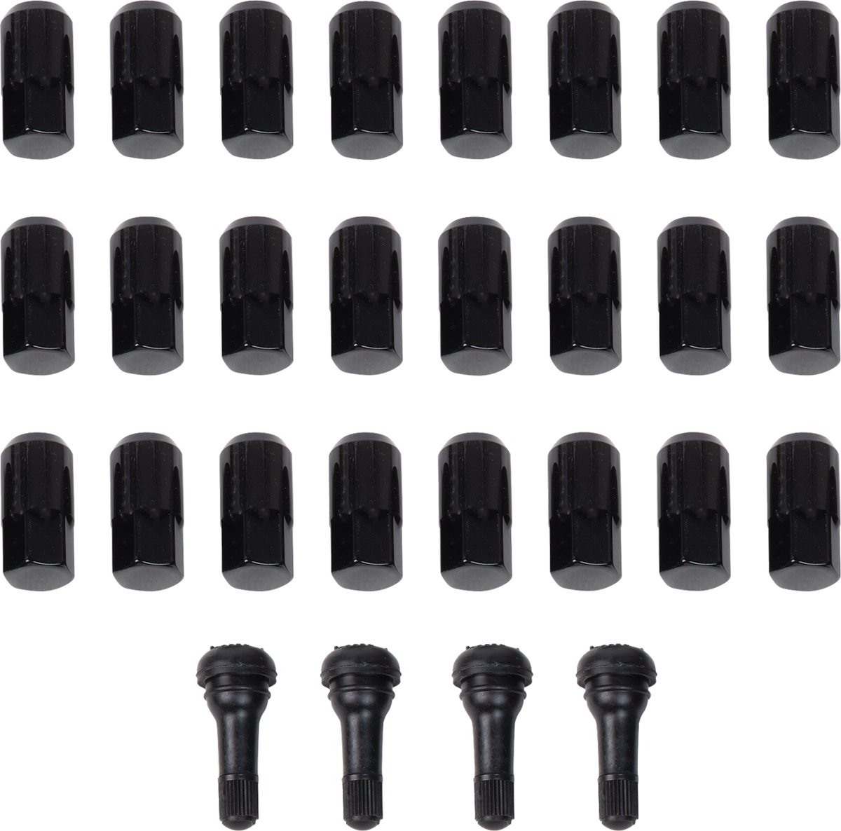 Tuercas de rueda de repuesto para ATV/UTV con vástagos de válvula - Tuercas con vástagos de válvula - 12 mm x 1,50 - Negro - Cónico - Paquete de 24