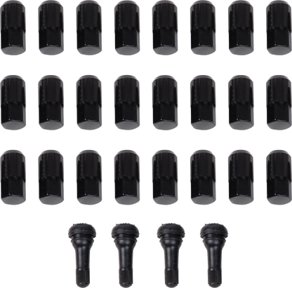 Tuercas de rueda de repuesto para ATV/UTV con vástagos de válvula - Tuercas con vástagos de válvula - 12 mm x 1,50 - Negro - Cónico - Paquete de 24