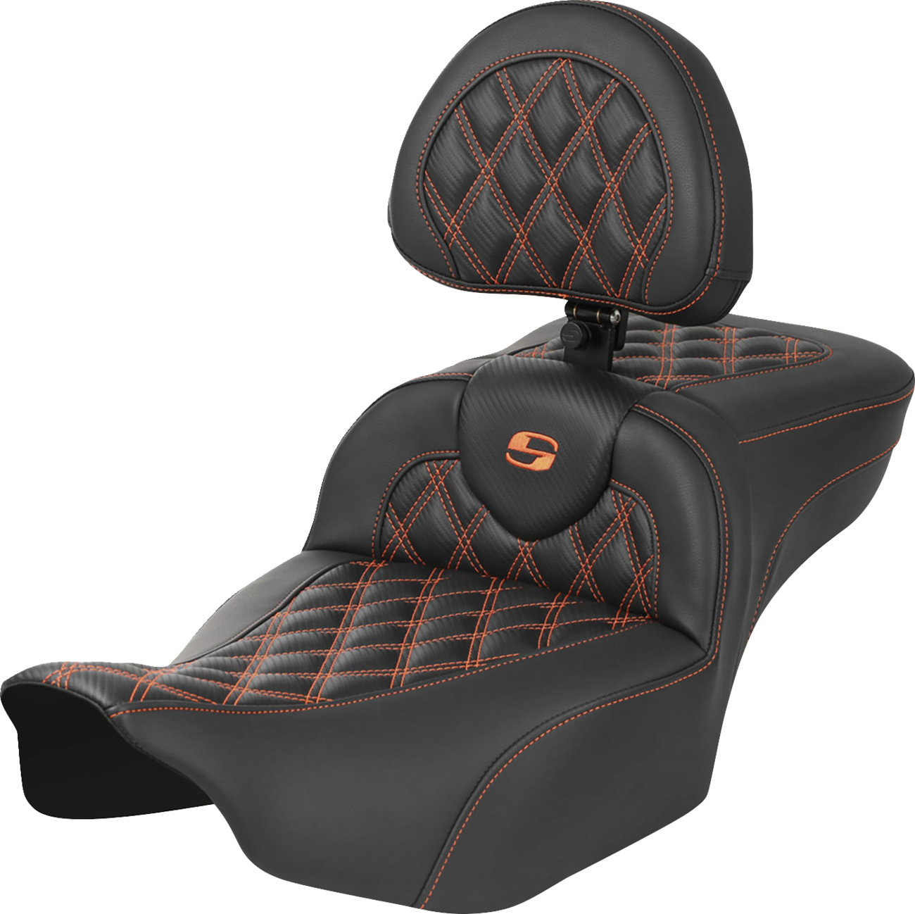 Asiento de alcance extendido Roadsofa™ - Asiento de alcance extendido Roadsofa™ - con respaldo - Costura de celosía - Costura naranja - FLTR/FLHX '23-'24
