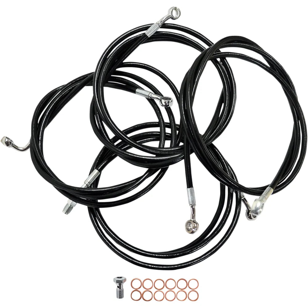 Standard Black Vinyl Braided Handlebar Cable/Brake Line Kit For 12" - 14" Ape Hanger Handlebars542083066