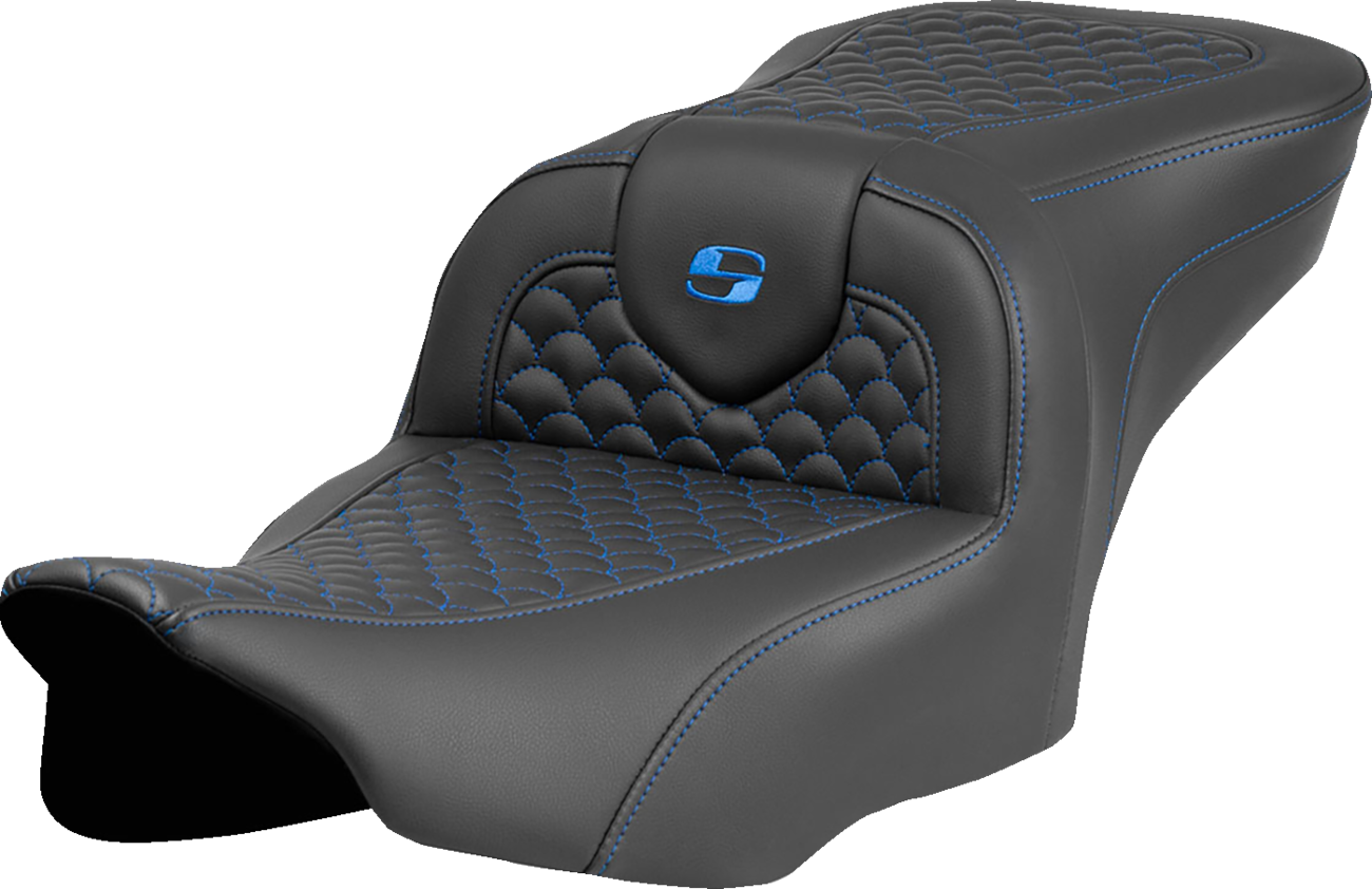 Asiento Dragon Scale Stitch RoadSofa™ - Asiento Roadsofa™ - Dragon Scale Stitch - Punto azul - sin respaldo - FLTR/FLHX '23-'24