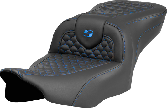Asiento Dragon Scale Stitch RoadSofa™ - Asiento Roadsofa™ - Dragon Scale Stitch - Punto azul - sin respaldo - FLTR/FLHX '23-'24