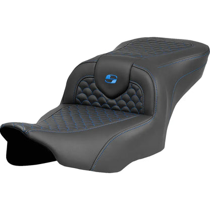 Asiento Dragon Scale Stitch RoadSofa™ - Asiento Roadsofa™ - Dragon Scale Stitch - Punto azul - sin respaldo - FLTR/FLHX '23-'24