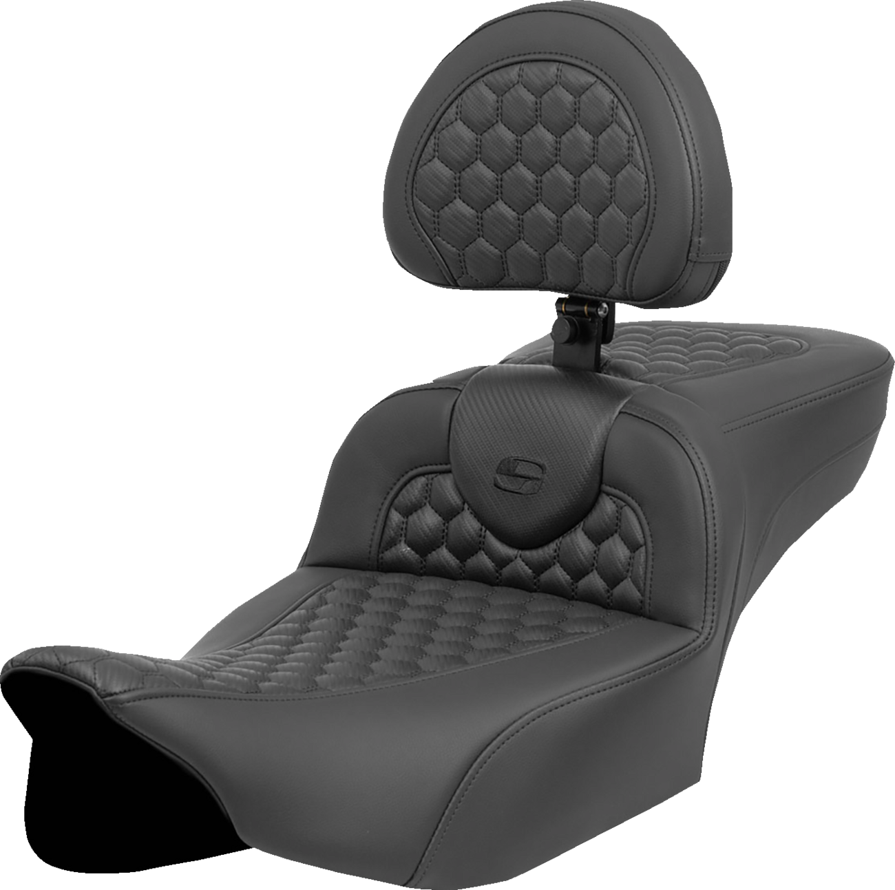 Asiento con calefacción de alcance extendido Roadsofa™ - Asiento con calefacción RoadSofa™ - Alcance extendido - Costura de panal - con respaldo - FLT/FLH '23-'24