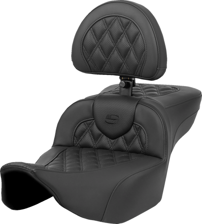 Asiento con calefacción de alcance extendido Roadsofa™ - Asiento con calefacción RoadSofa™ - Alcance extendido - Costura de celosía - con respaldo - FLT/FLH '23-'24