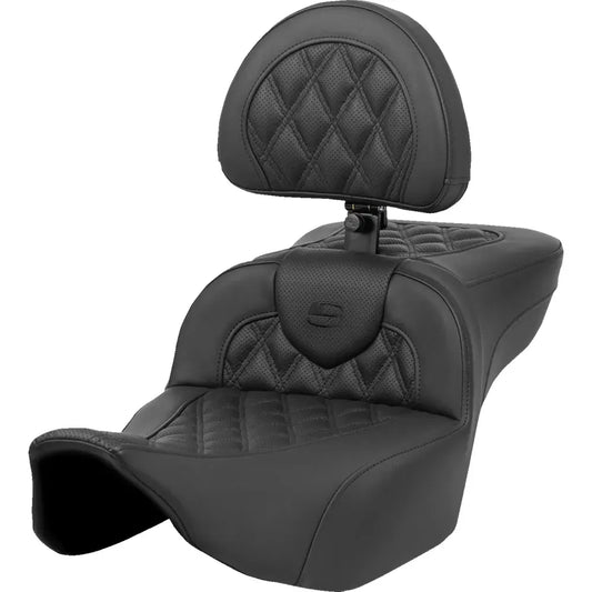 Asiento con calefacción de alcance extendido Roadsofa™ - Asiento con calefacción RoadSofa™ - Alcance extendido - Costura de celosía - con respaldo - FLT/FLH '23-'24