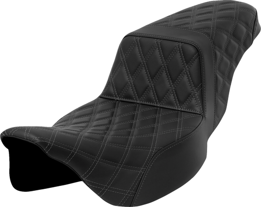Asiento Saddlemen Lattice Stitch Step-Up Dark Gray Stitch Extended Reach FLH/FLT '08-'23