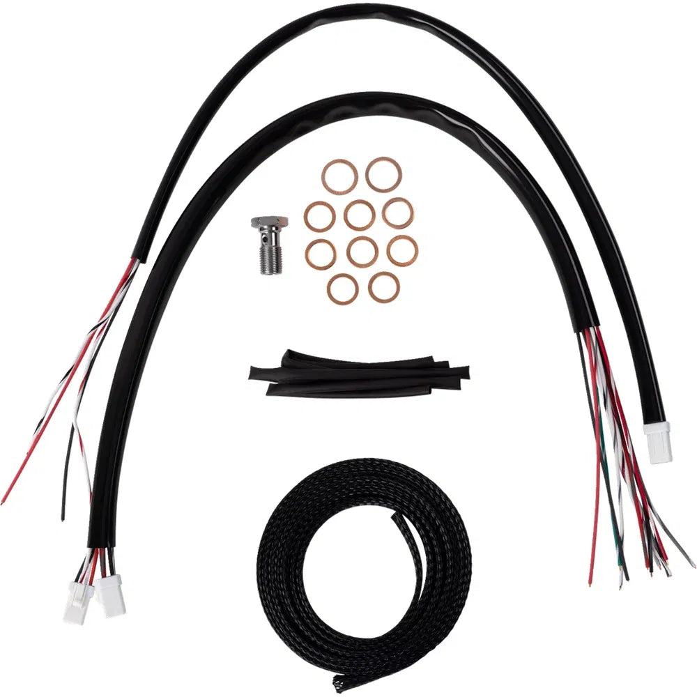 Kit completo de cable de manillar/línea de freno trenzado de vinilo negro