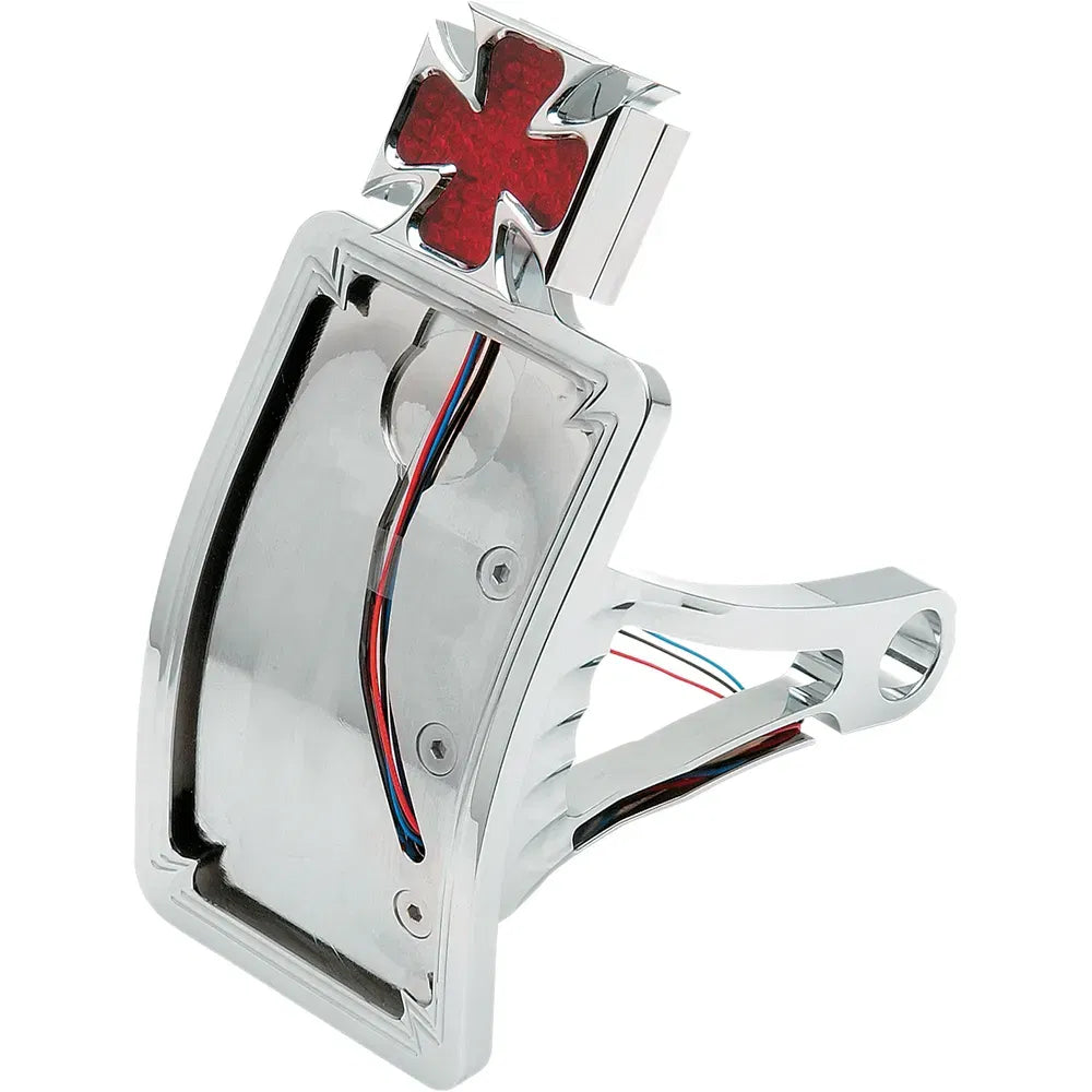 Side Mount Taillight/License Plate Mount - Curved Vertical - Maltese Cross