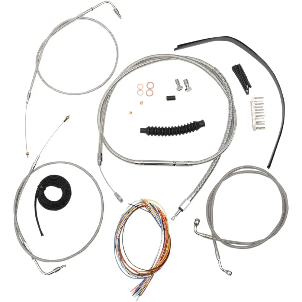 Handlebar Cable/Brake Line Kit - Complete - 15" - 17" Ape Hanger Handlebars - Stainless