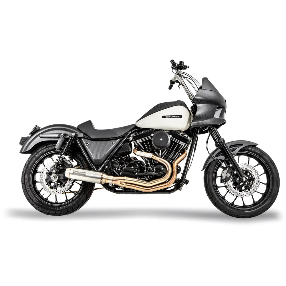 Sistema de escape 2 en 1 con silenciador Super Bike - Sistema de escape 2 en 1 con silenciador Super Bike de 4" - Acero inoxidable