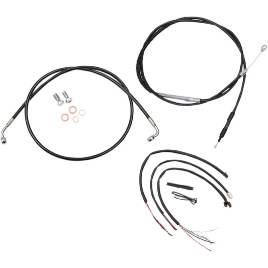 Handlebar Cable/Brake Line Kit - Complete - 12" - 14" Ape Hanger Handlebars - Black Vinyl