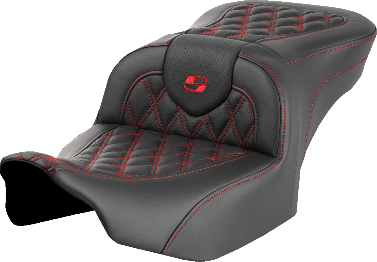 Asiento Roadsofa™ con costura de celosía - Asiento Roadsofa™ - sin respaldo - Costura de celosía roja - FLTR/FLHX '23-'24