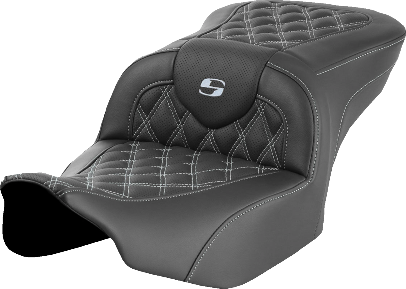 Asiento Roadsofa™ con costura de celosía - Asiento RoadSofa™ - sin respaldo - Costura de celosía - Costura plateada - FLTR/FLHX '23-'24