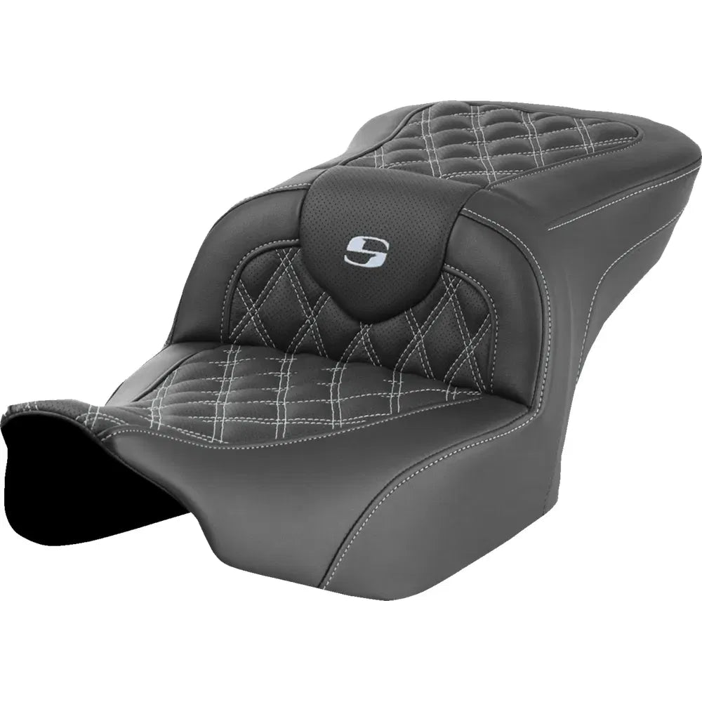 Asiento Roadsofa™ con costura de celosía - Asiento RoadSofa™ - sin respaldo - Costura de celosía - Costura plateada - FLTR/FLHX '23-'24