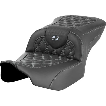Asiento Roadsofa™ con costura de celosía - Asiento RoadSofa™ - sin respaldo - Costura de celosía - Costura plateada - FLTR/FLHX '23-'24