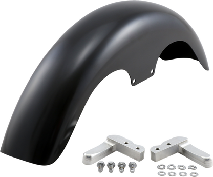 Guardabarros delantero serie Hugger con bloques de montaje para Softail/Dyna - Kit de guardabarros Klub - con bloques crudos - Acero - 19"