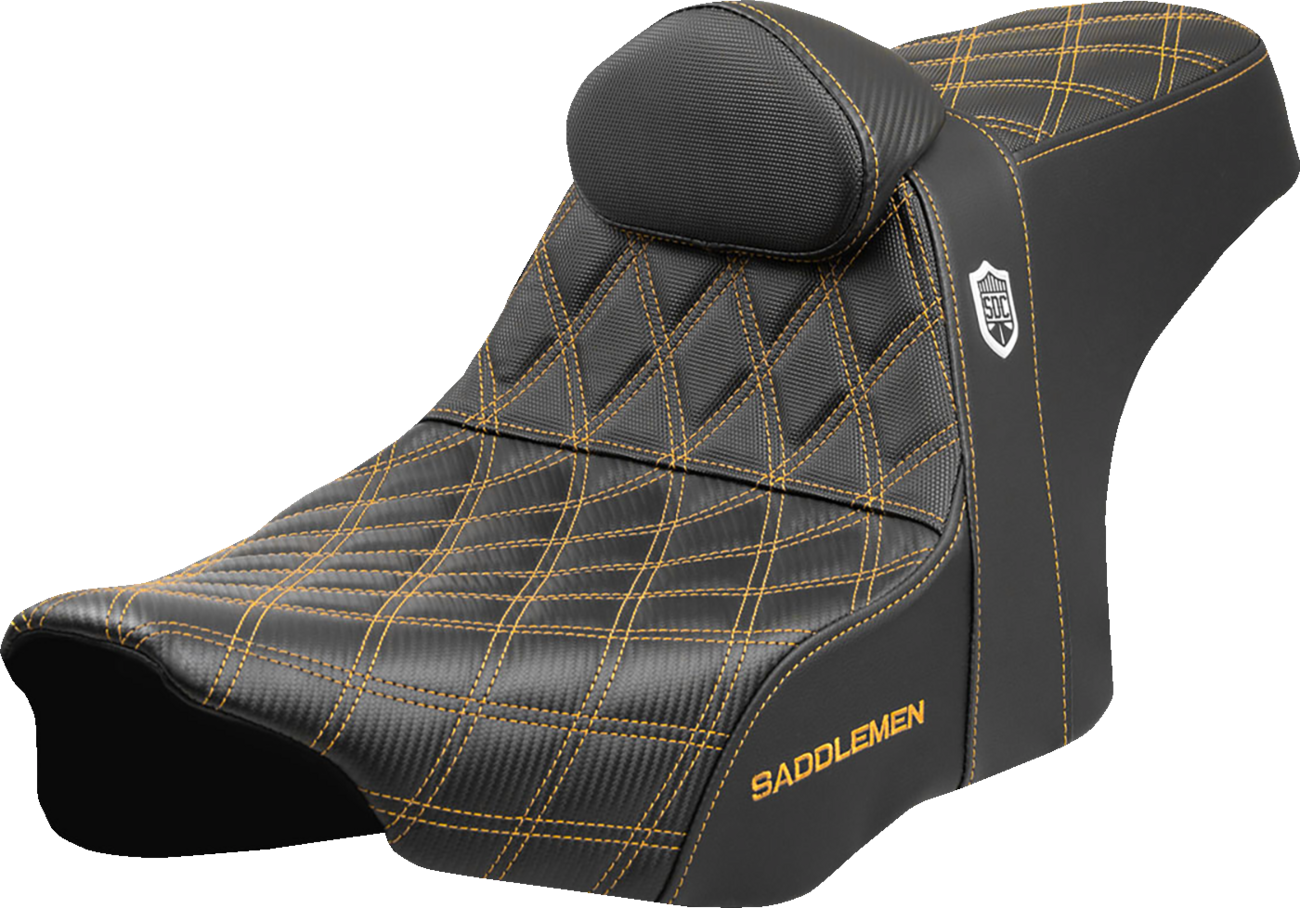 Asiento Pro Series SDC Performance Grip - Asiento Pro Series SDC Performance - Costuras doradas - con respaldo - FLT/FLH '23 -'25