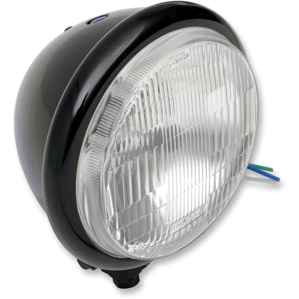 Bottom Mount H4 Headlight - 5-3/4" - Black
