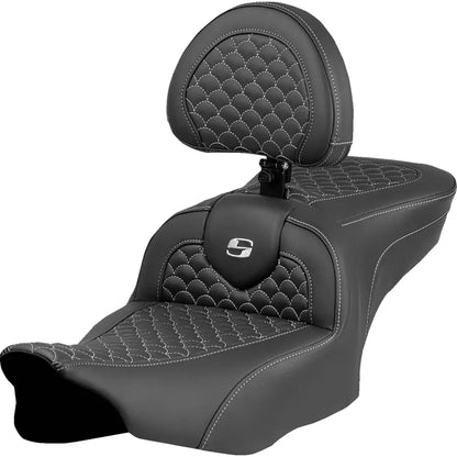 Asiento Dragon Scale Stitch RoadSofa™ - Asiento Roadsofa™ - Dragon Scale Stitch - Punto plateado - con respaldo - FLTR/FLHX '23-'24