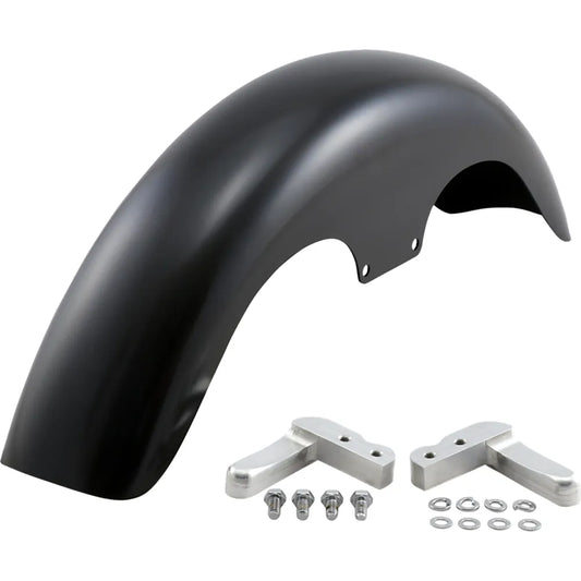 Guardabarros delantero serie Hugger con bloques de montaje para Softail/Dyna - Kit de guardabarros Klub - con bloques crudos - Acero - 19"