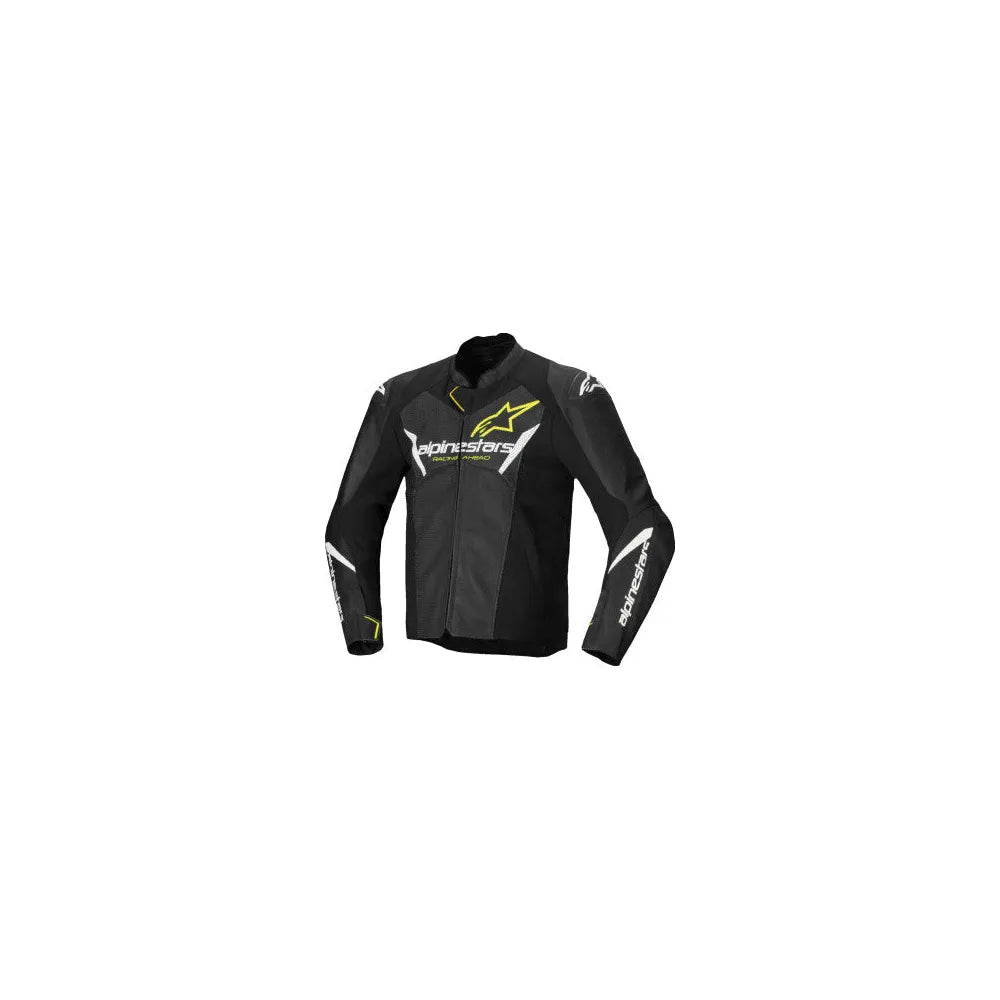 Chamarra alpinestar de cuero Faster v3 Airflow - Negro/Blanco/Amarillo Fluo -
