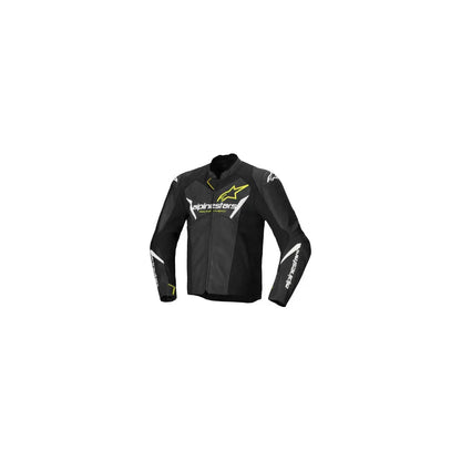 Chamarra alpinestar de cuero Faster v3 Airflow - Negro/Blanco/Amarillo Fluo -