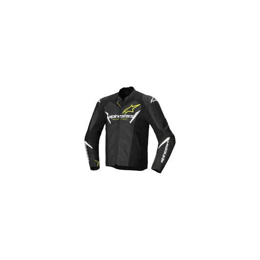 Chamarra alpinestar de cuero Faster v3 Airflow - Negro/Blanco/Amarillo Fluo -