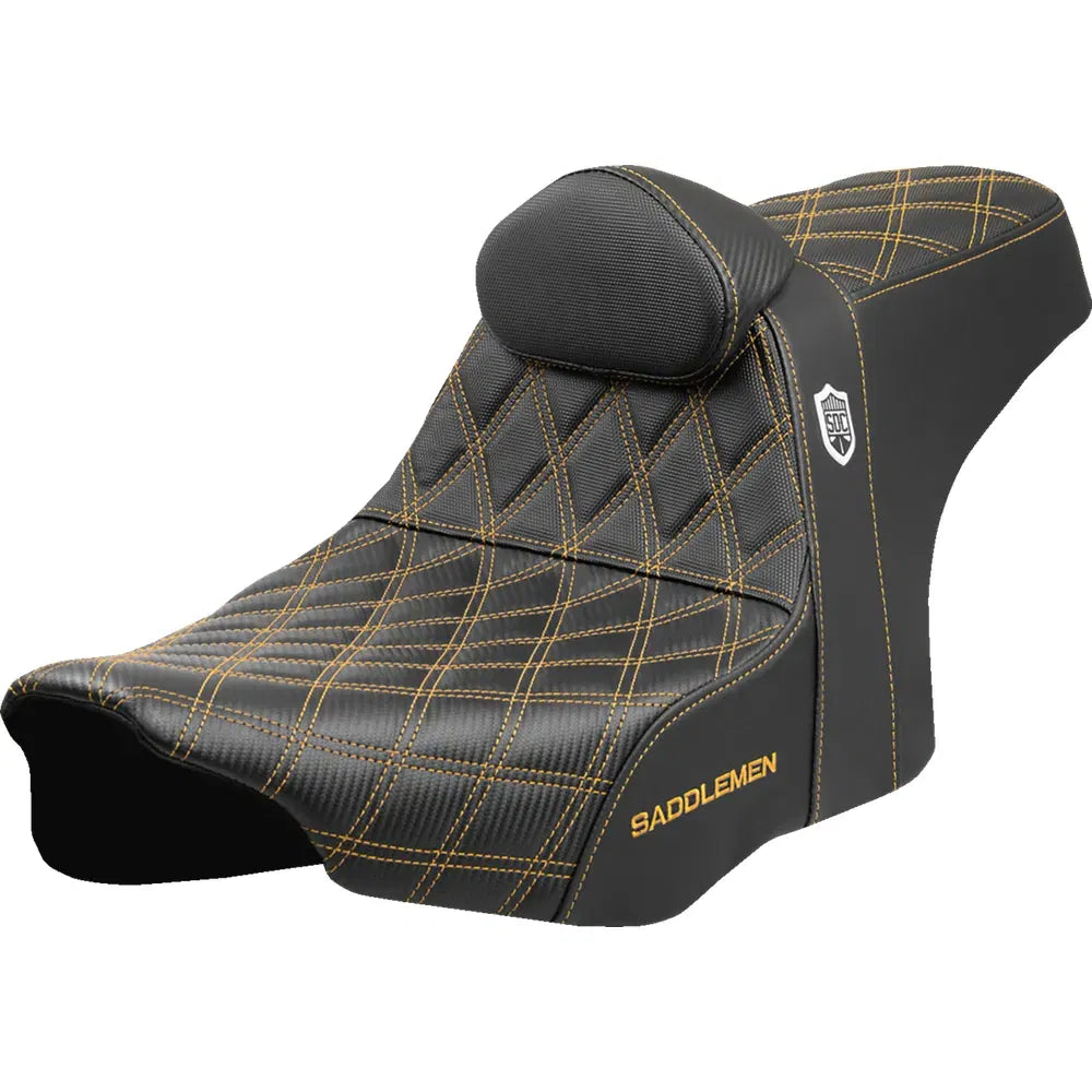 Asiento Pro Series SDC Performance Grip - Asiento Pro Series SDC Performance - Costuras doradas - con respaldo - FLT/FLH '23 -'25