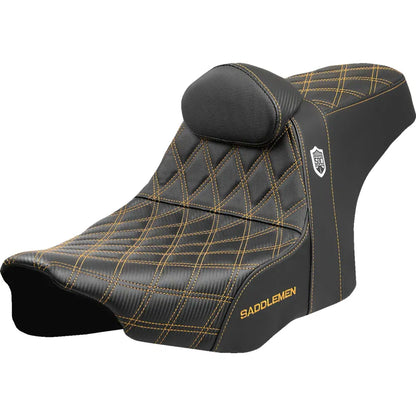 Asiento Pro Series SDC Performance Grip - Asiento Pro Series SDC Performance - Costuras doradas - con respaldo - FLT/FLH '23 -'25