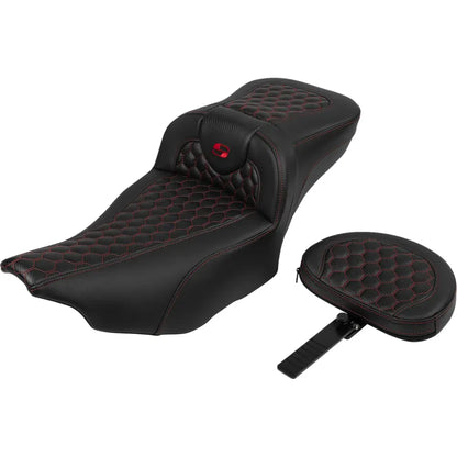 Asiento de alcance extendido Roadsofa™ - Asiento de alcance extendido Roadsofa™ - con respaldo - Panal - Puntada roja - FLTR/FLHX '23-'24